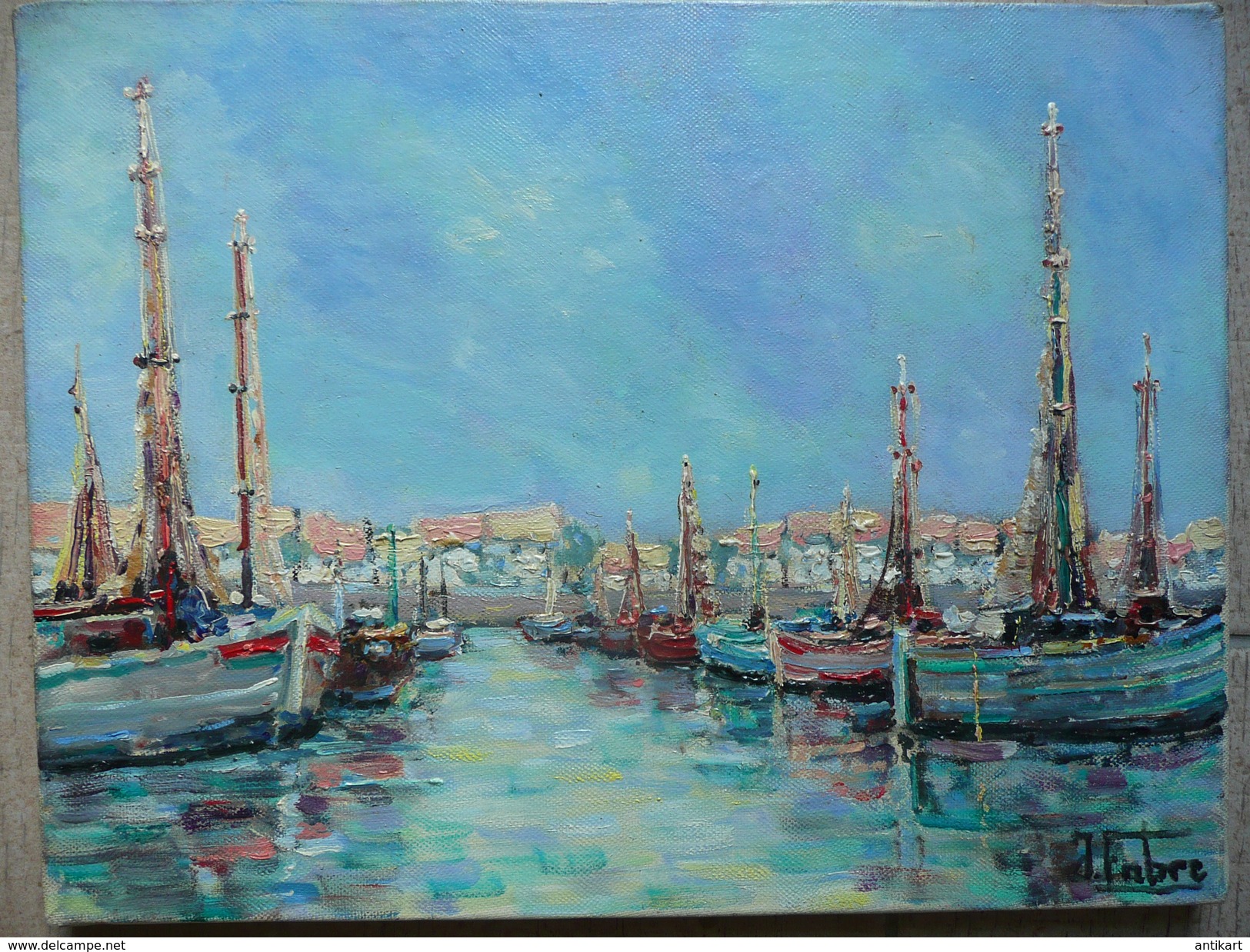 J. Fabre - Port De Méditerranée- HST Signée - Olieverf