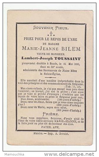 Décès Marie Jeanne BILEM Veuve Lambert-Joseph Toussaint Bande 1893 - Images Religieuses