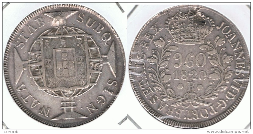 BRASIL 960 REIS RIO DE JANEIRO 1820 PLATA SILVER - Brasil