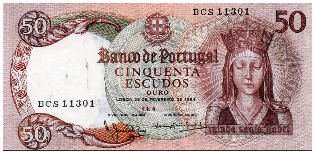 PORTUGAL : 50 Escudos 1964 (aunc) - Portugal