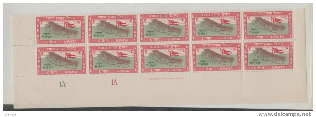 Nep112b/  NEPAL - Wahl 1959 ,  Vom Unterer Bogenteil (10 Marken)** - Nepal