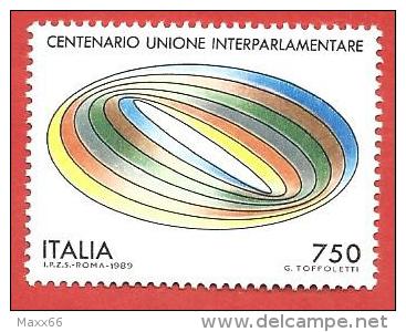 ITALIA REPUBBLICA MNH - 1989 - Centenario Dell'unione Interparlamentare - £ 750 - S. 1876 - 1981-90:  Nuovi