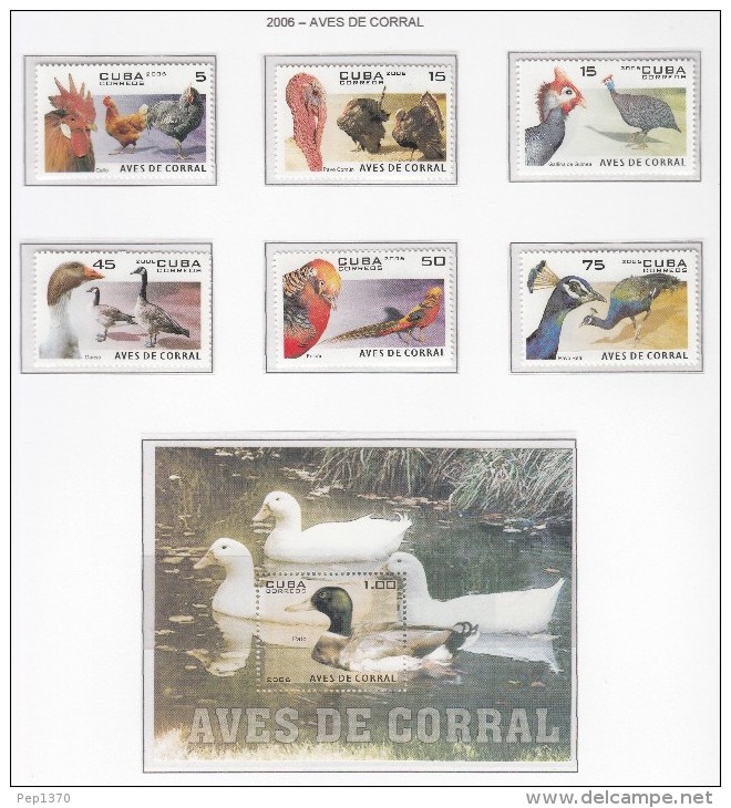 CUBA 2006 - AVES DE CORRAL - VOLAILLE - GEFLÜGEL - POULTRY - SET OF 6 STAMPS + BLOCK - Ungebraucht