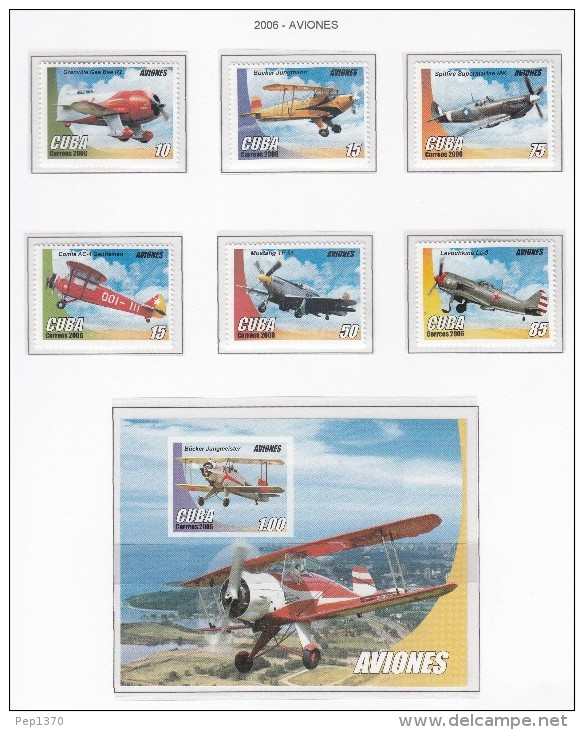 CUBA 2006 - AVIONES - AVIONS - PLANES -   - SET OF 6 STAMPS + BLOCK - Ungebraucht