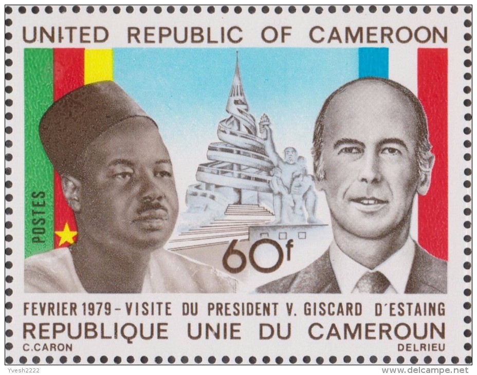 Cameroun 1979 Y&T 632 Et 632A. Feuilles Complètes Avec Et Sans Erreur D´étoile Dans Le Drapeau. Giscard Au Cameroun - Timbres
