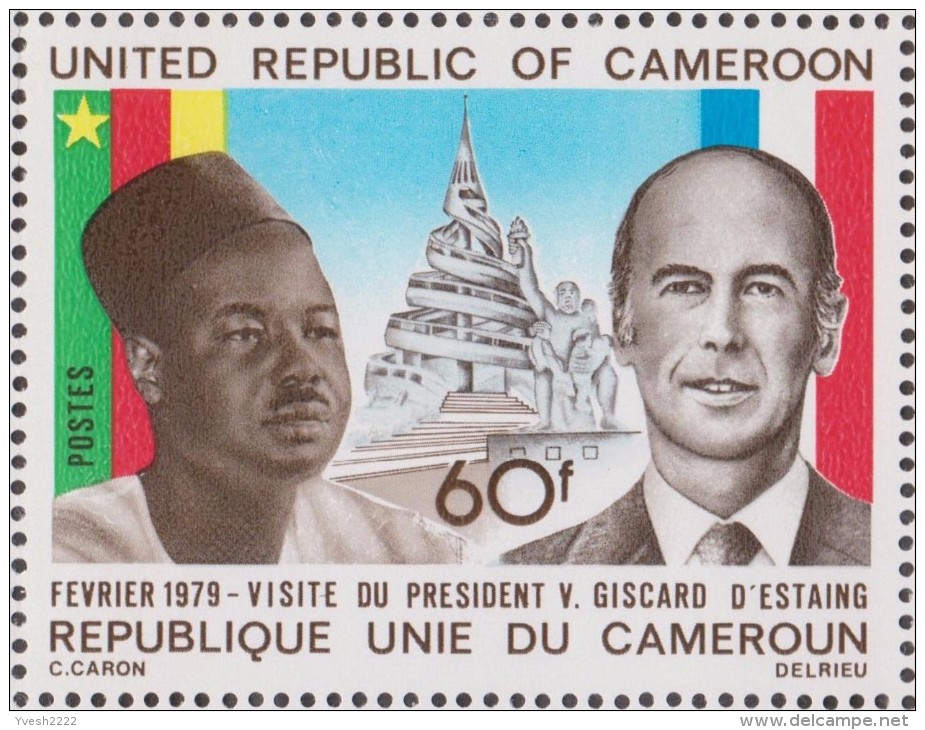 Cameroun 1979 Y&T 632 Et 632A. Feuilles Complètes Avec Et Sans Erreur D´étoile Dans Le Drapeau. Giscard Au Cameroun - Timbres