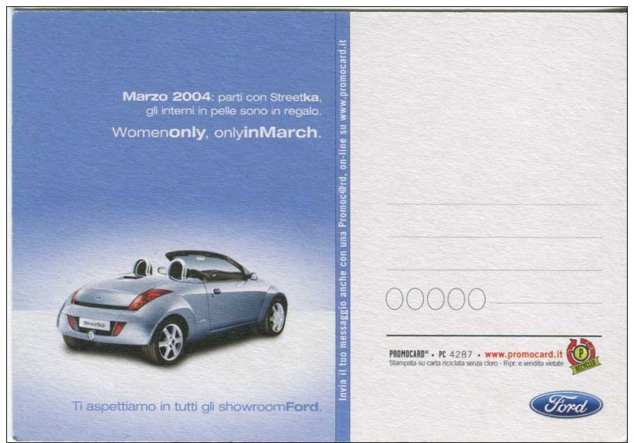 Promocard Advertising Postcard, Si Prova, Ma Non E Un Vestito, Ford Ka, 4287 - Publicité