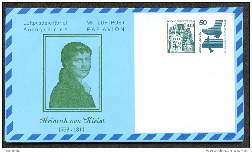 HEINRICH VON KLEIST BERLIN PF5 B1/001 Privat-Faltbrief ** 1978  NGK 8,00 € - Scrittori