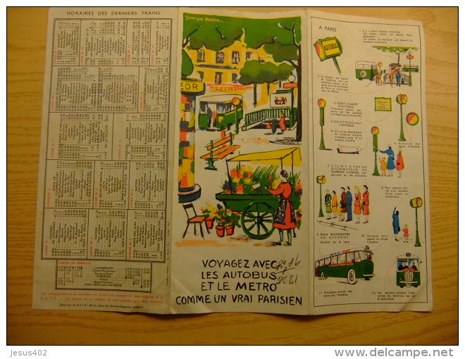 MAPA DE PARIS CON HORARIO DE LOS TRENES - VOYAGEZ AVEC LES BUS ET LE METRO AÑO 1962 - Cuadernillos Turísticos