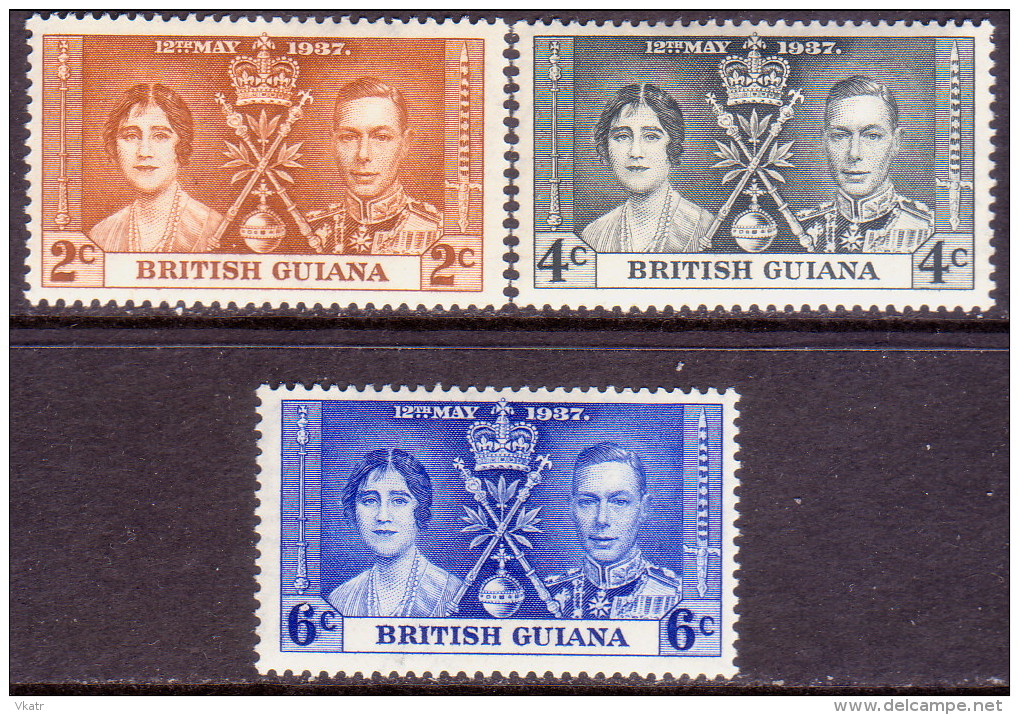 British Guiana 1937 SG #305-07 Compl.set MLH/MH OG Coronation - British Guiana (...-1966)