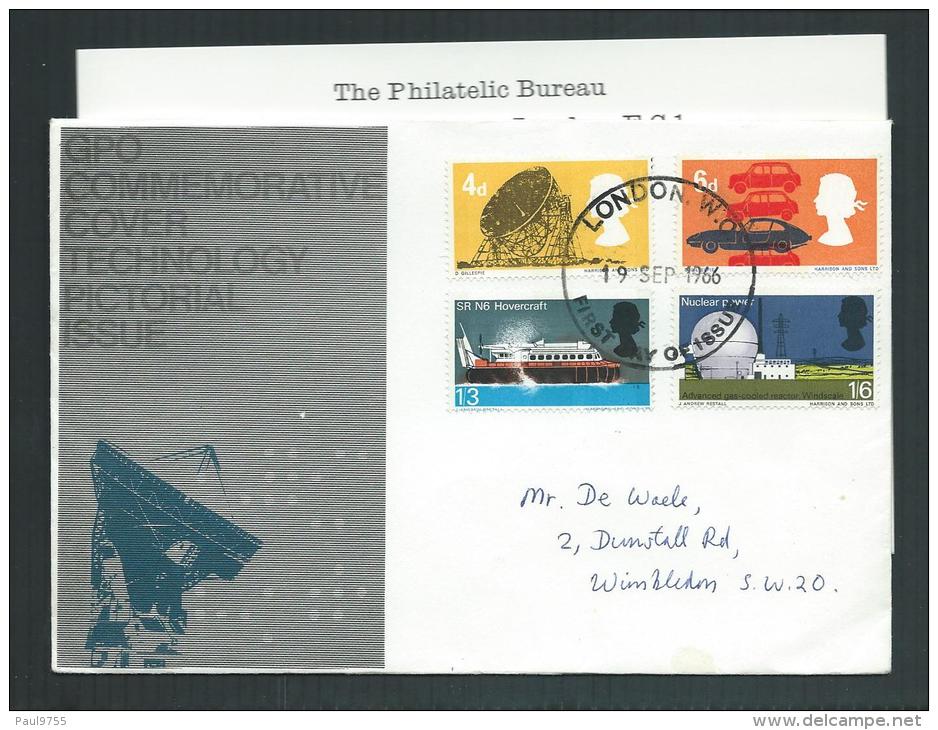 GREAT BRITAIN 19 SEP 1966 FDC TECHNOLOGY PICTORIAL ISSUE  WITH EXPLANATION - Ohne Zuordnung