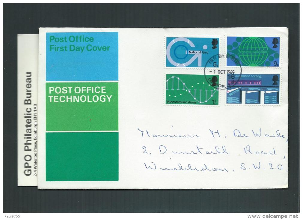 GREAT BRITAIN 1 OCT 1969 FDC POST OFFICE TECHNOLOGY  WITH EXPLANATION - Ohne Zuordnung