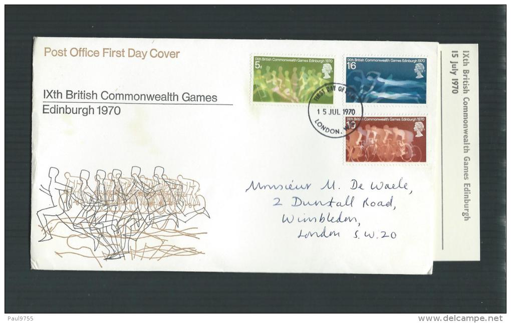 GREAT BRITAIN 15 JUL 1970FDC IXth BRITISH COMMONWEALTH GAMES  WITH EXPLANATION - Non Classificati