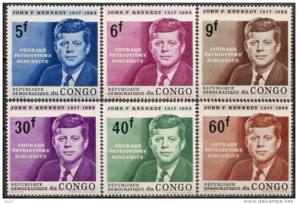République Democ Du Congo 1964 - J.F.Kennedy - 6 Val Neuf // Mnh - Ongebruikt