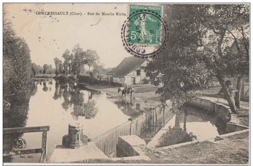 CPA 18 CONCRESSAULT Bief Du Moulin Riche 1909 - Andere & Zonder Classificatie