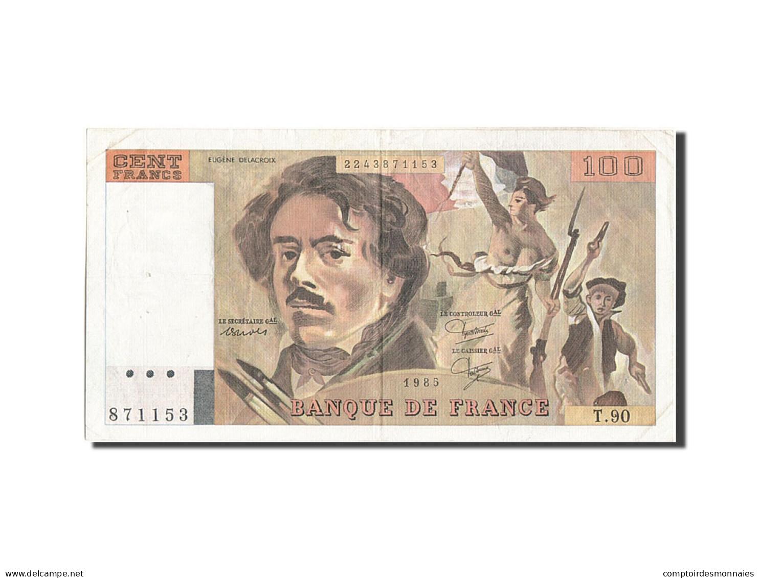 Billet, France, 100 Francs, 100 F 1978-1995 ''Delacroix'', 1985, TB+ - 100 F 1978-1995 ''Delacroix''