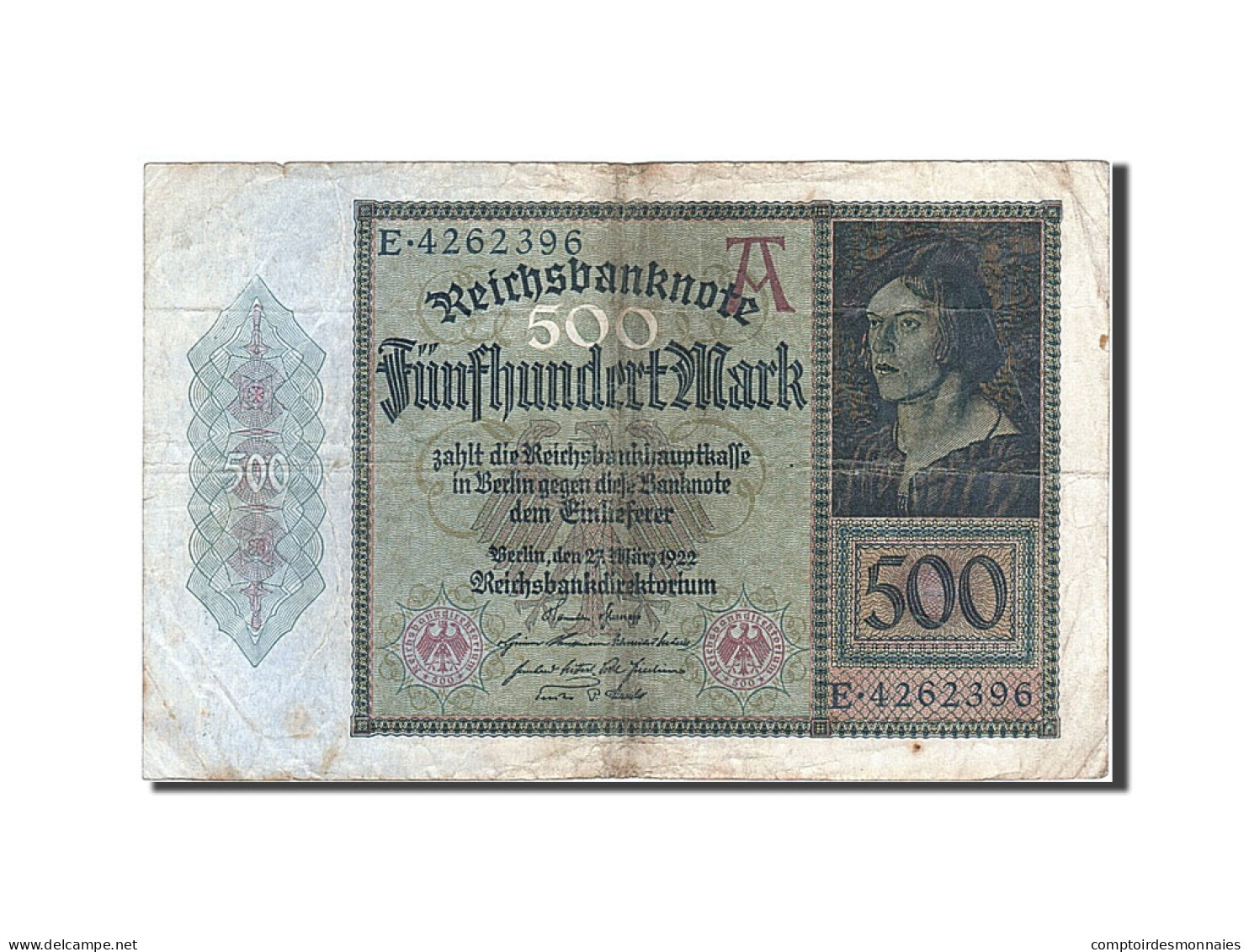 Billet, Allemagne, 500 Mark, 1922, 1922-03-27, TTB - 500 Mark