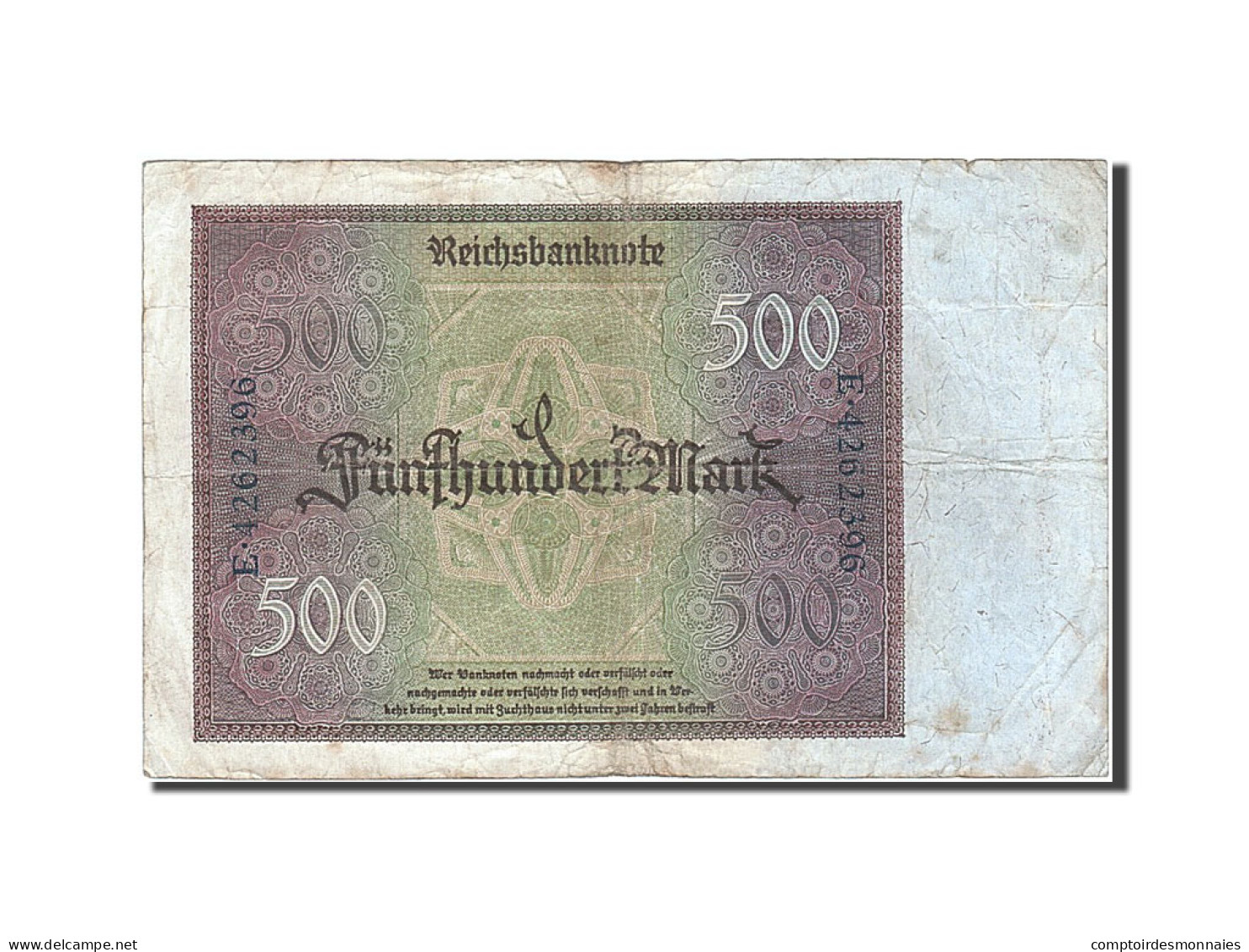 Billet, Allemagne, 500 Mark, 1922, 1922-03-27, TTB - 500 Mark