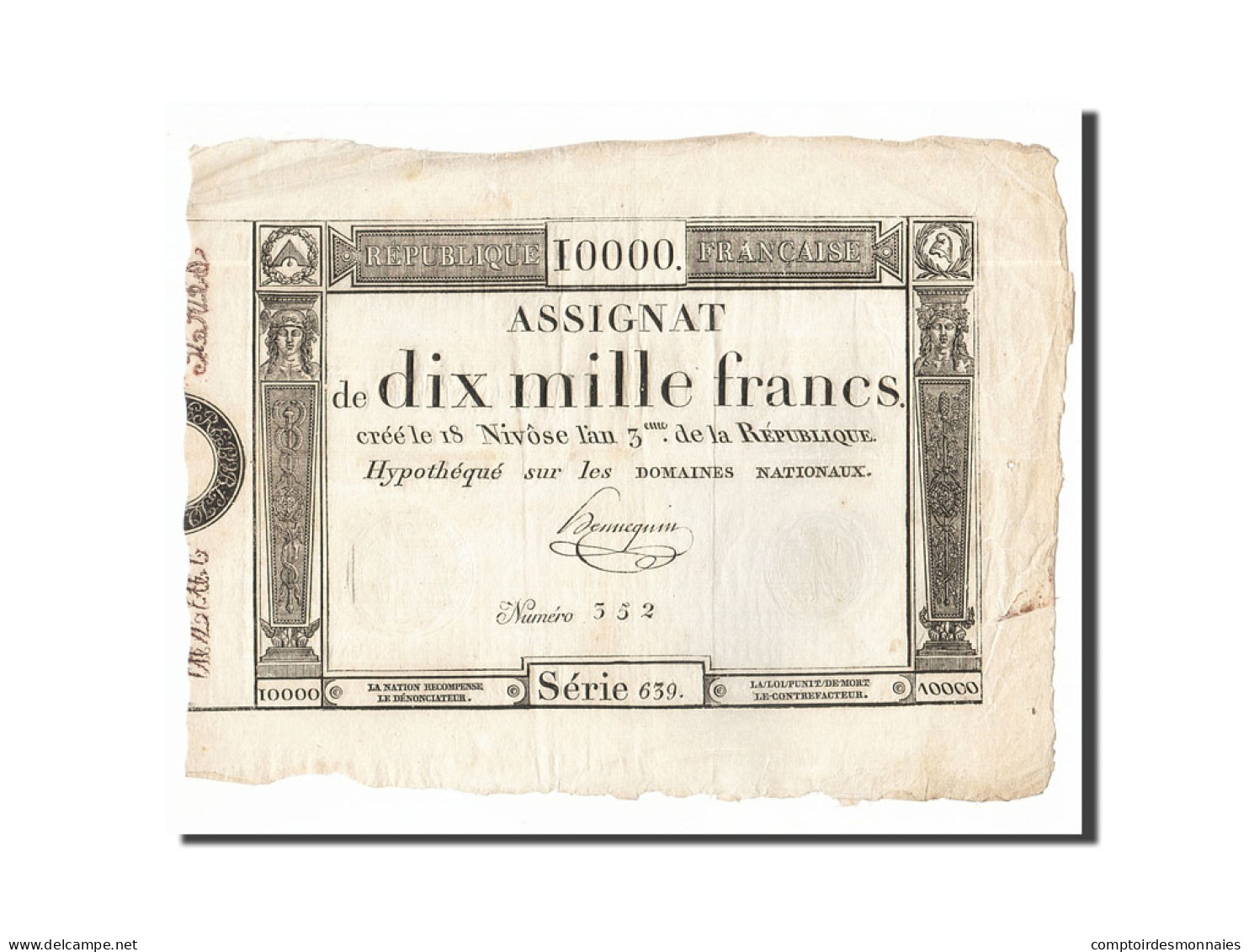 Billet, France, 10,000 Francs, 1795, Hennequin, TTB, KM:A82, Lafaurie:177 - Assignats