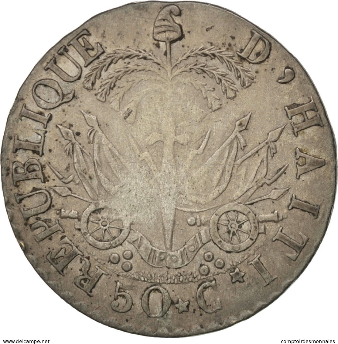 Monnaie, Haïti, 50 Centimes, 1831, TTB, Argent, KM:20 - Haití