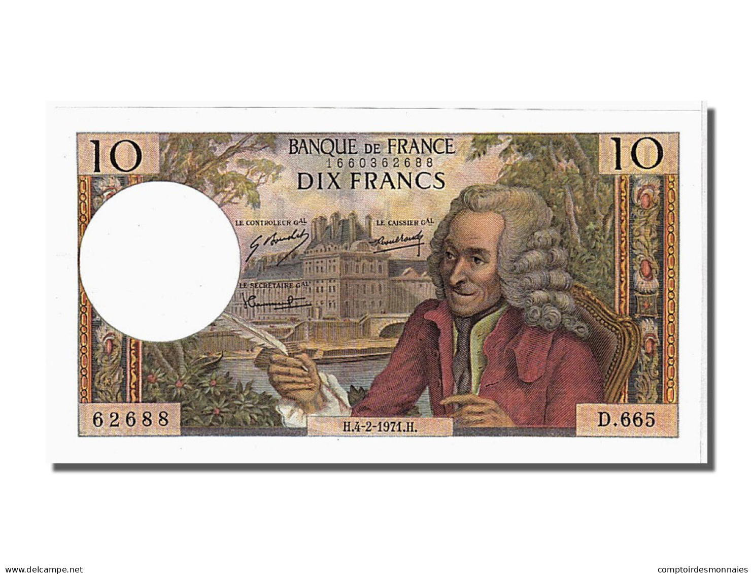 Billet, France, 10 Francs, 10 F 1963-1973 ''Voltaire'', 1971, 1971-02-04, SPL - 10 F 1963-1973 ''Voltaire''