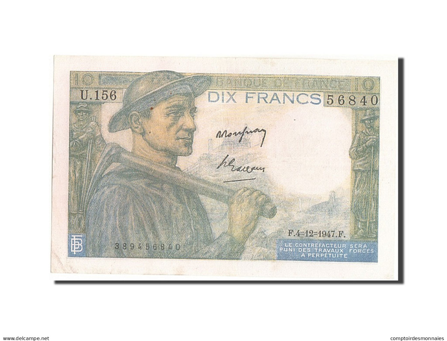 Billet, France, 10 Francs, 10 F 1941-1949 ''Mineur'', 1947, 1947-12-04, SUP - 10 F 1941-1949 ''Mineur''