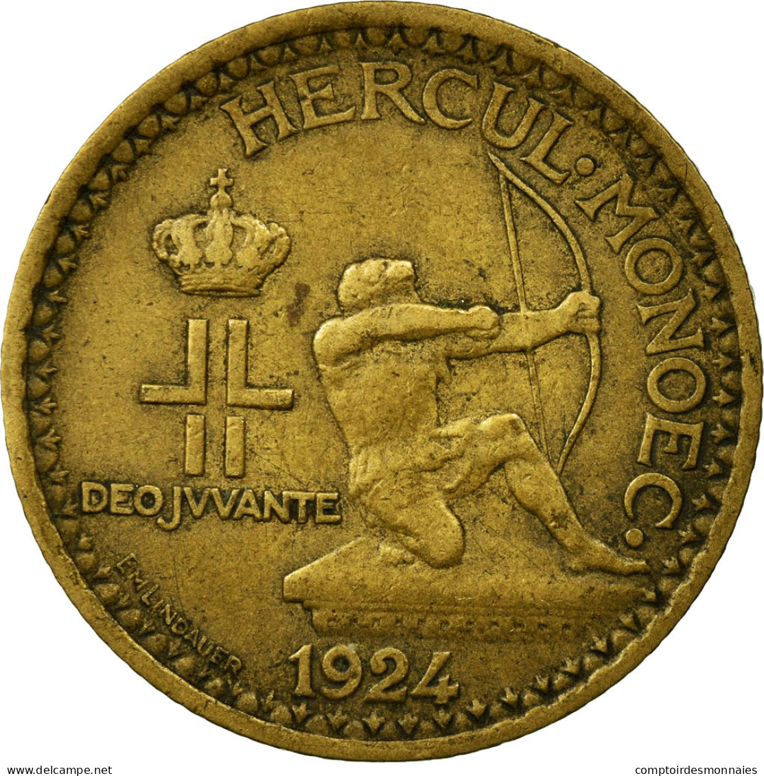 Monnaie, Monaco, Louis II, Franc, 1924, Poissy, TTB, Aluminum-Bronze, KM:111 - 1922-1949 Louis II.