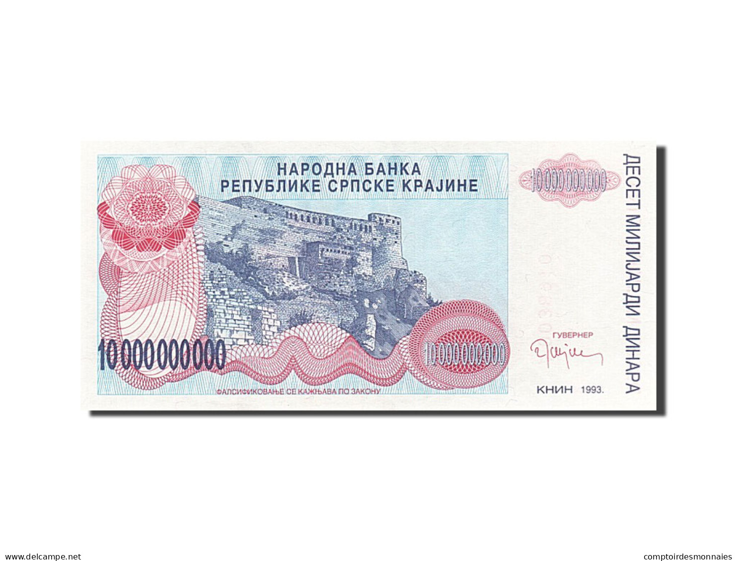 Billet, Croatie, 10 Milliard Dinara, 1993, SPL - Croatie