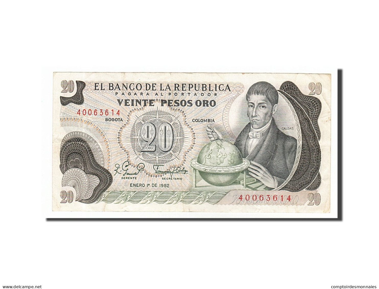 Billet, Colombie, 20 Pesos Oro, 1982, 1982-01-01, TTB - Kolumbien