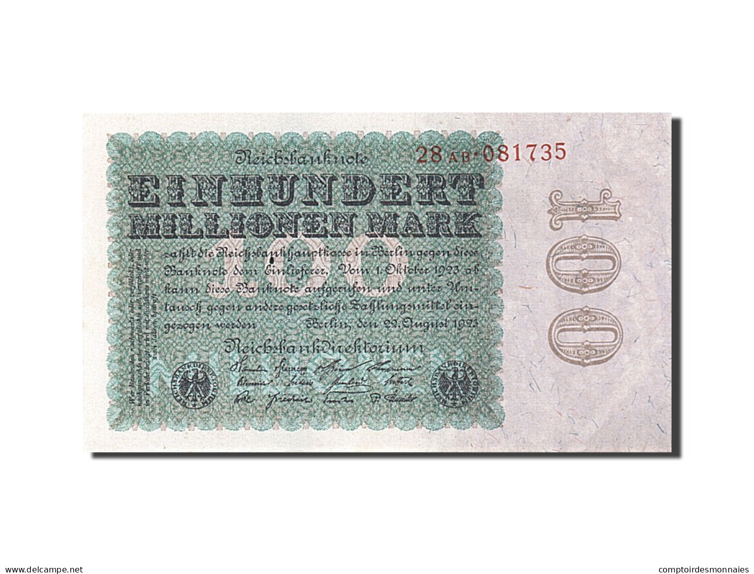 Billet, Allemagne, 100 Millionen Mark, 1923, 1923-08-22, NEUF - 100 Miljoen Mark