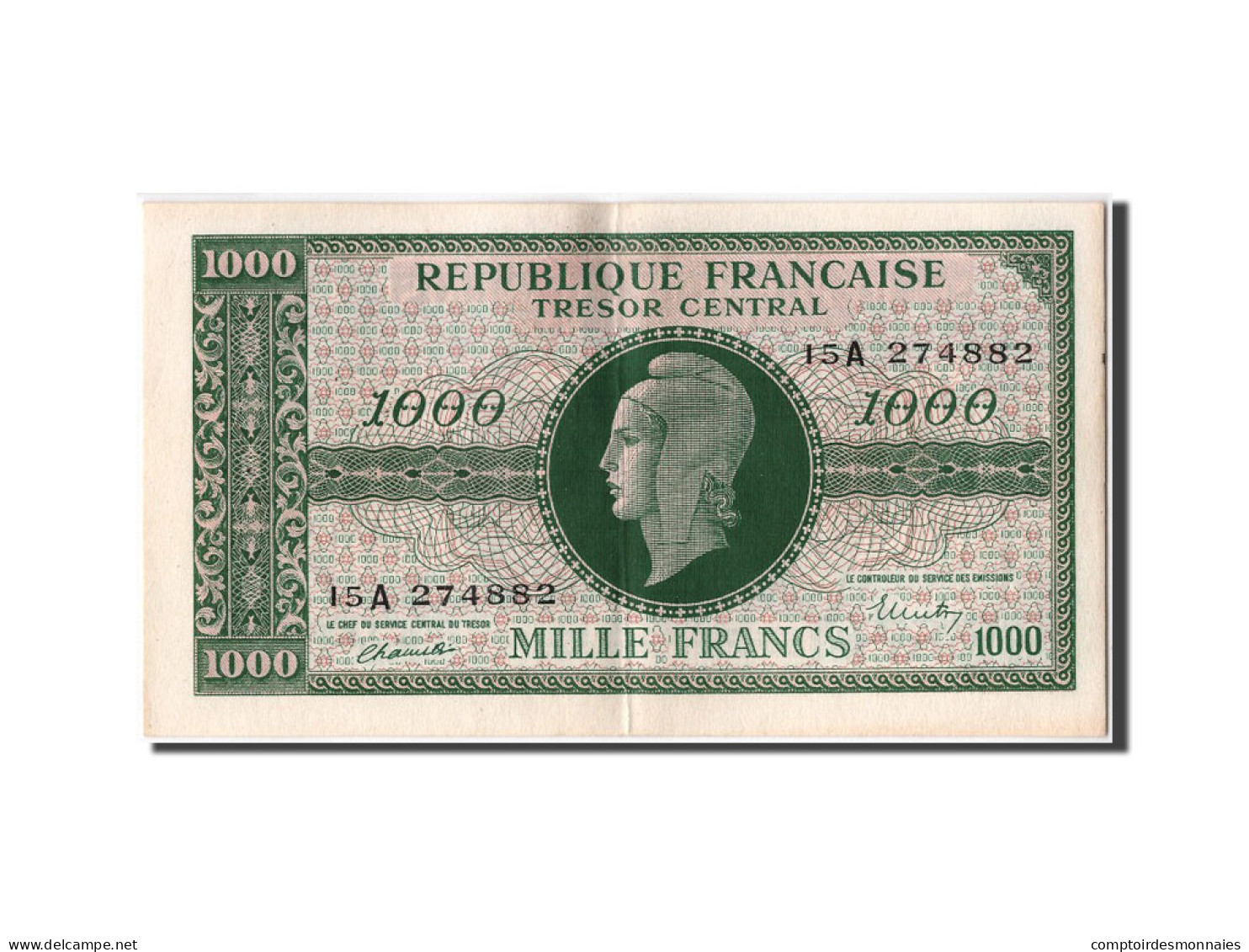 Billet, France, 1000 Francs, 1943-1945 Marianne, SUP+, Fayette:VF 12.1, KM:107 - 1943-1945 Maríanne