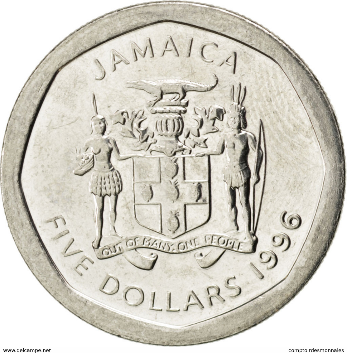 Monnaie, Jamaica, Elizabeth II, 5 Dollars, 1996, SPL, Nickel Plated Steel - Jamaique