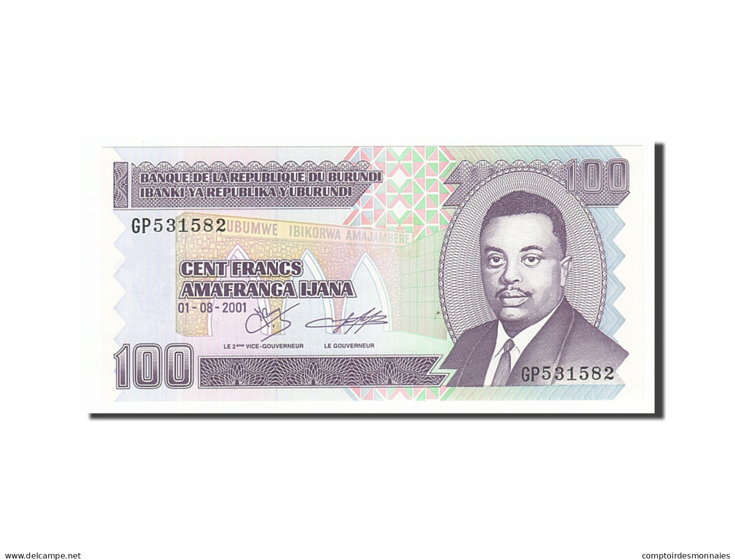 Billet, Burundi, 100 Francs, 2001, 2001-08-01, NEUF - Burundi