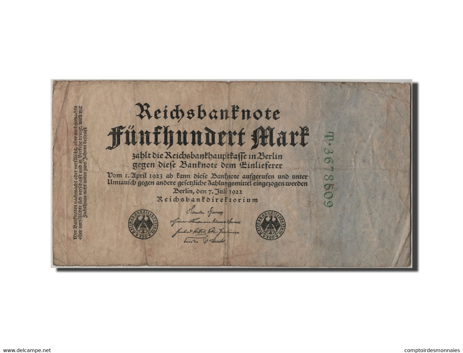 Billet, Allemagne, 500 Mark, 1922, 1922-07-07, TB - 500 Mark