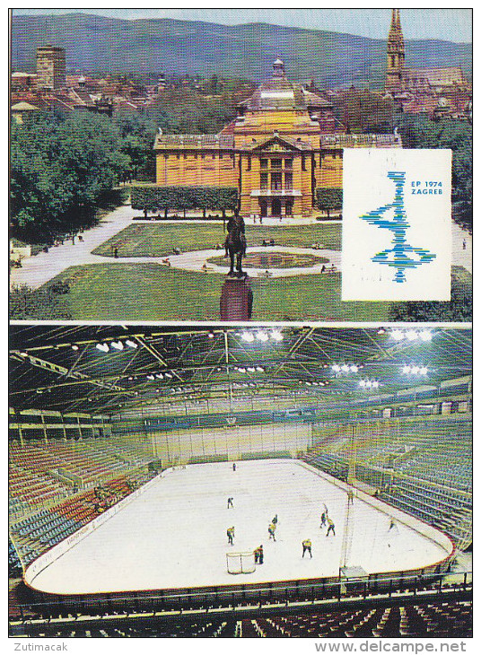 Figure Skating European Championship Zagreb 1974 Official Postcard Hockey - Pattinaggio Artistico