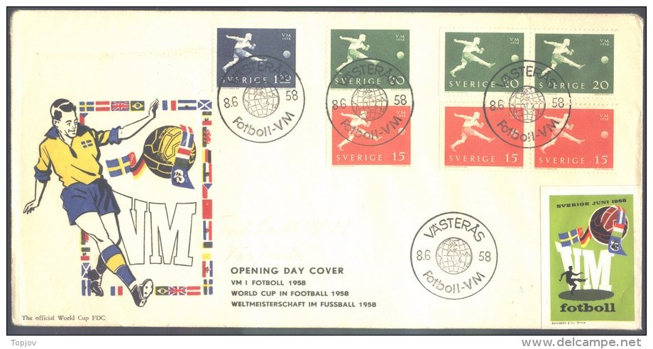 SWEDEN - FIFA WORLD CUP  On Cover + RARE  LABEL - 1958 - 1958 – Suède