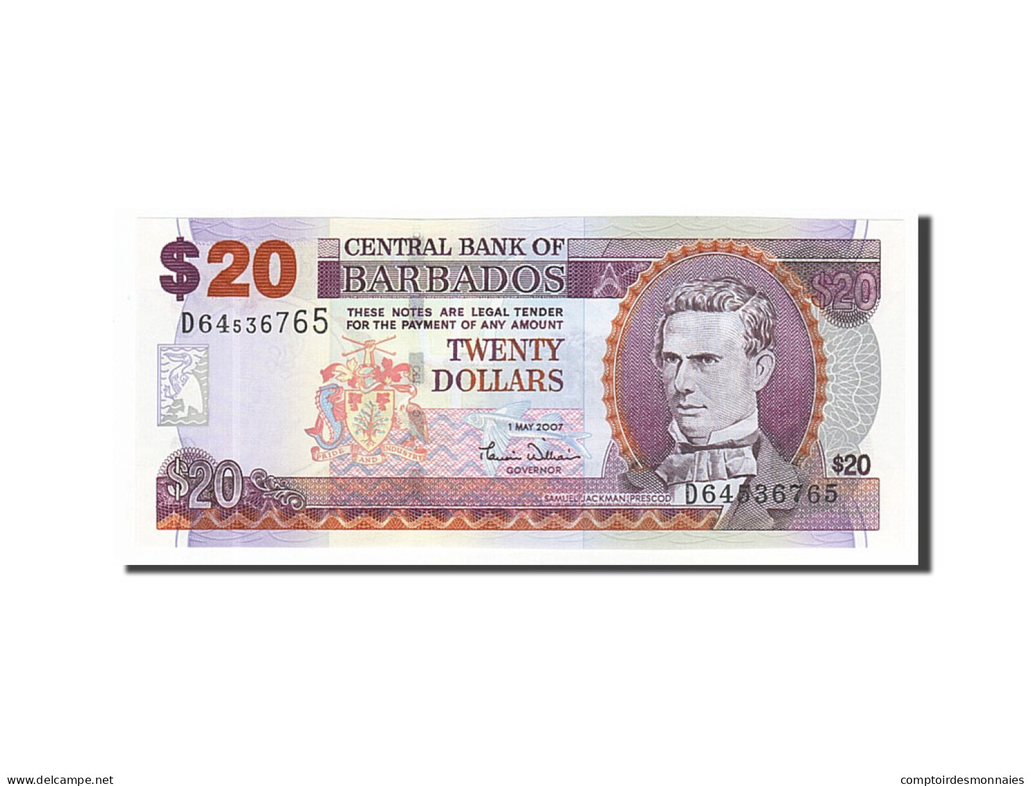Billet, Barbados, 20 Dollars, 2007, 2007-05-01, NEUF - Barbades