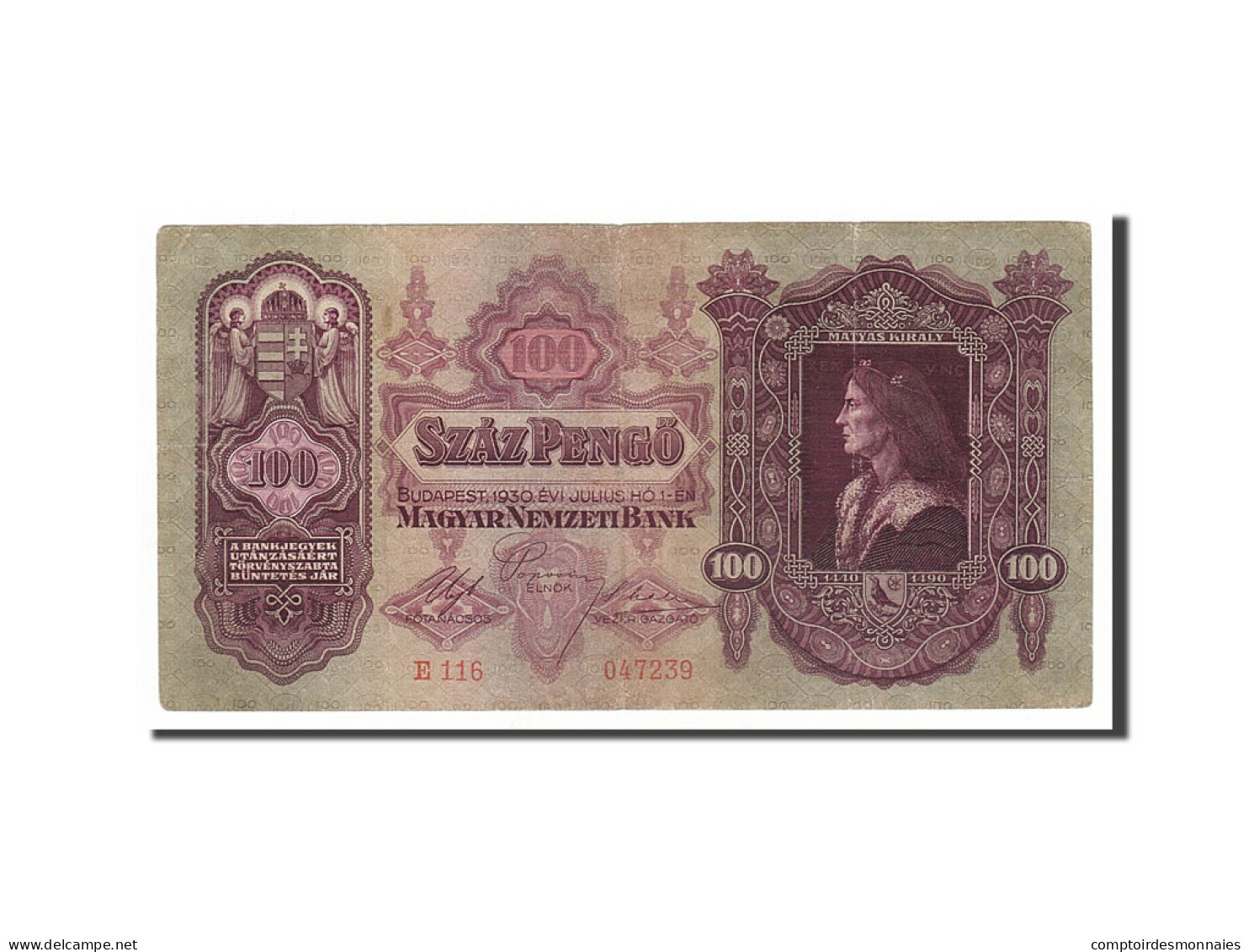 Billet, Hongrie, 100 Pengö, 1930, 1930-07-01, TB+ - Hongrie