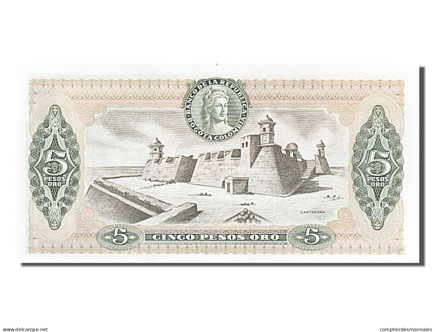 [#255957] Colombie, 5 Pesos Oro, Type José Maria Cordoba - Colombie