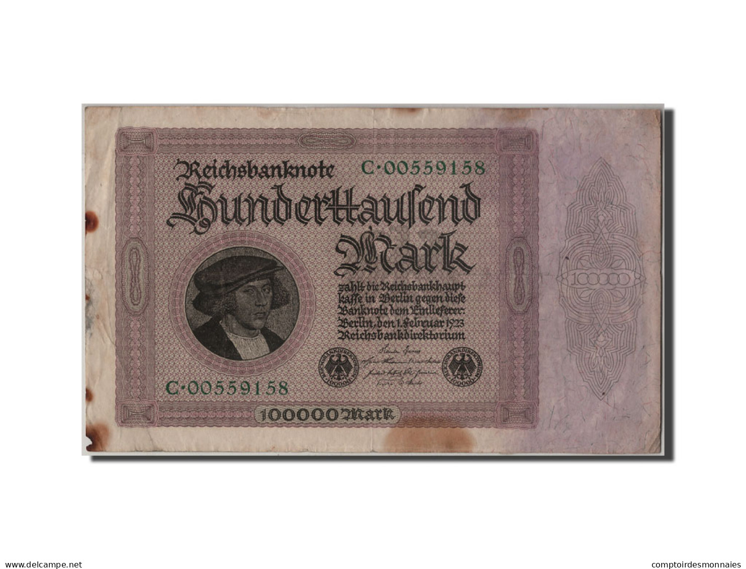 Billet, Allemagne, 100,000 Mark, 1923, 1923-02-01, B+ - 100.000 Mark