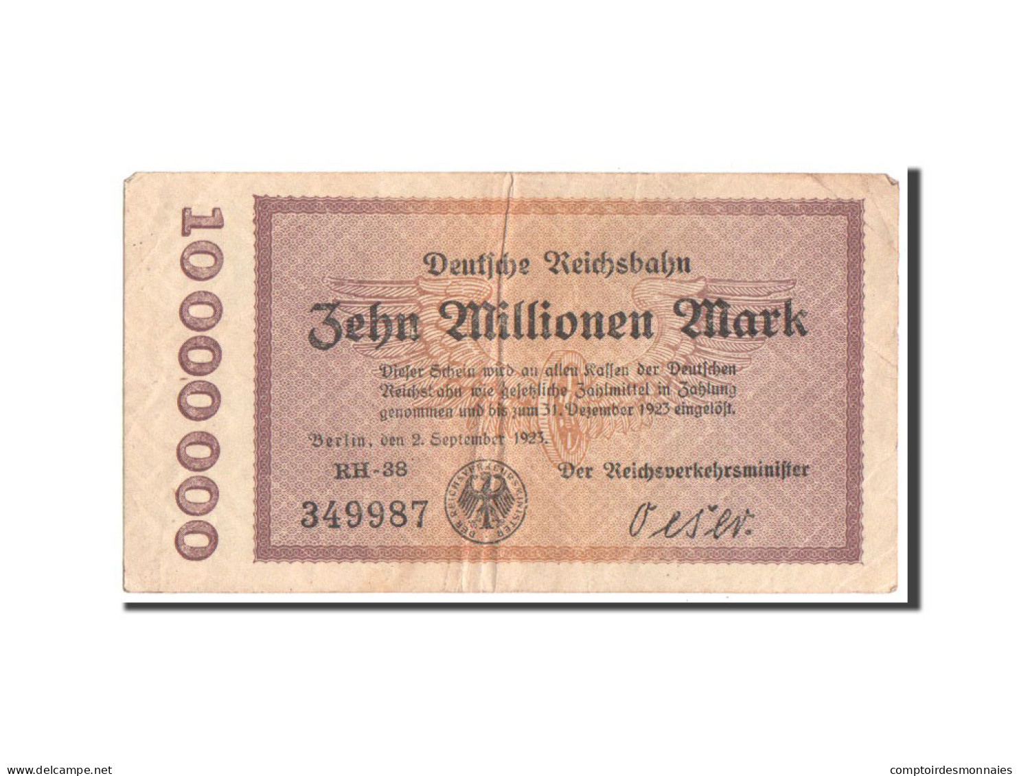 Billet, Allemagne, 10 Millionen Mark, 1923, TB - 10 Millionen Mark