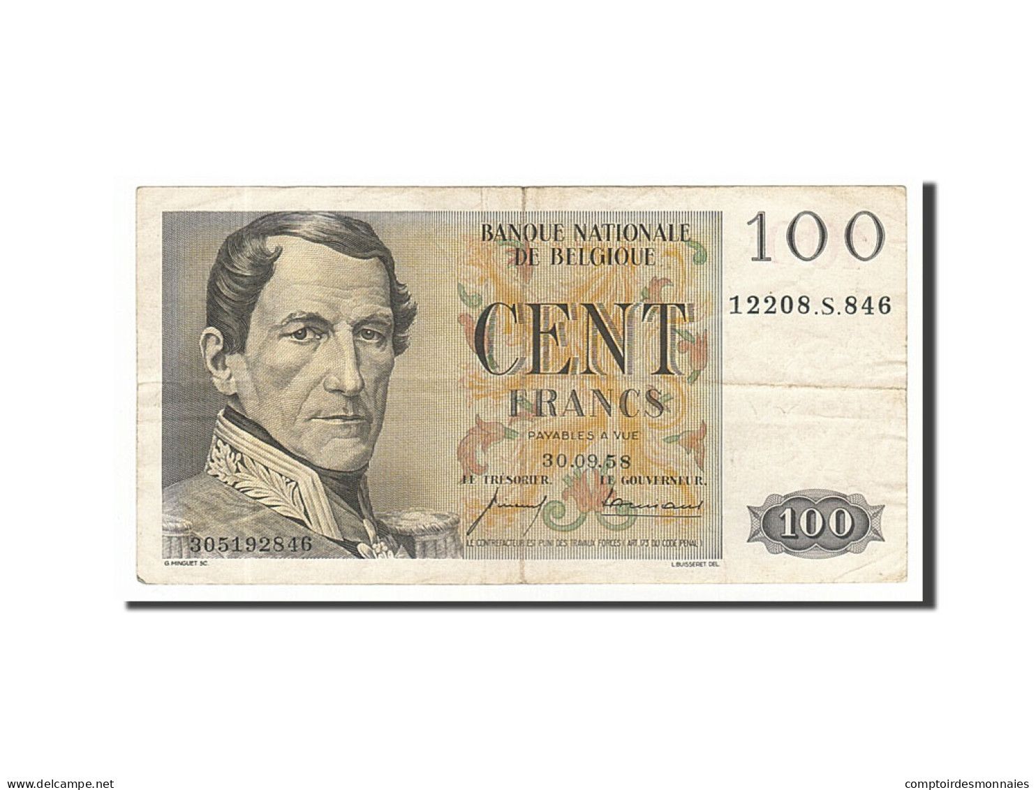 Billet, Belgique, 100 Francs, 1958, 1958-09-30, TB+ - 100 Francos