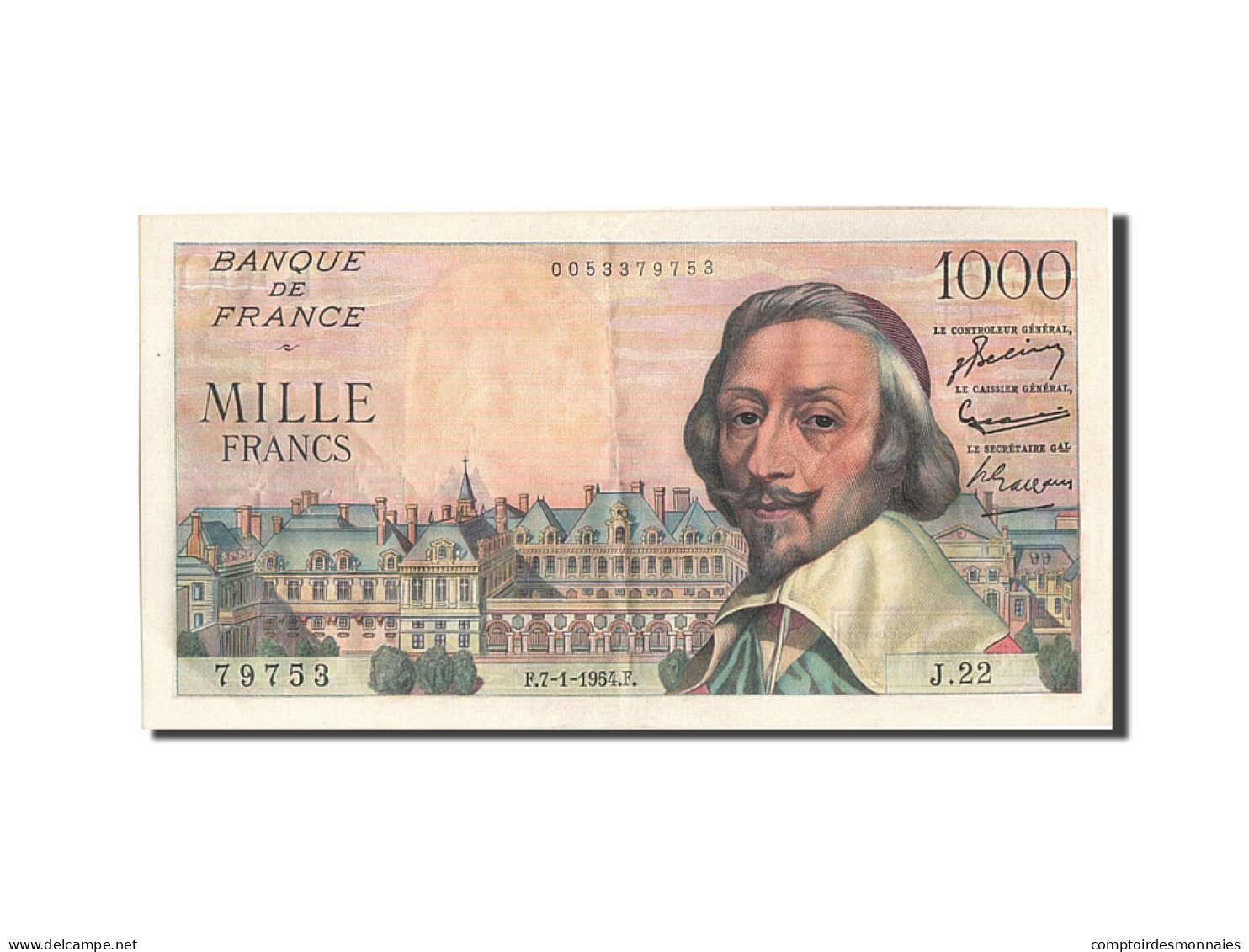 Billet, France, 1000 Francs, 1 000 F 1953-1957 ''Richelieu'', 1954, 1954-01-07 - 1 000 F 1953-1957 ''Richelieu''