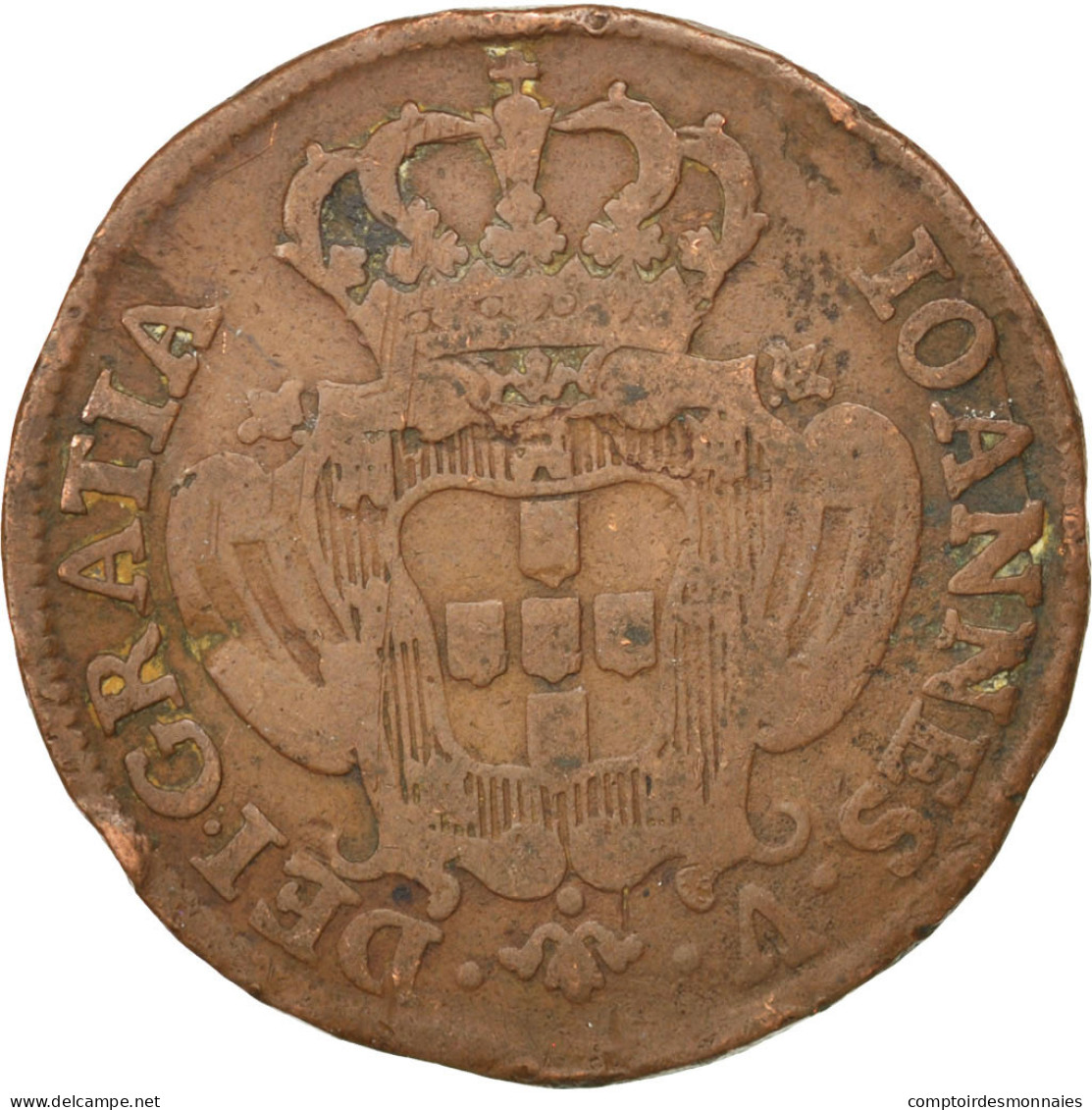 Monnaie, Portugal, Jo, 10 Reis, X; 1/2 Vinten, 1743, TB+, Cuivre, KM:227 - Portugal