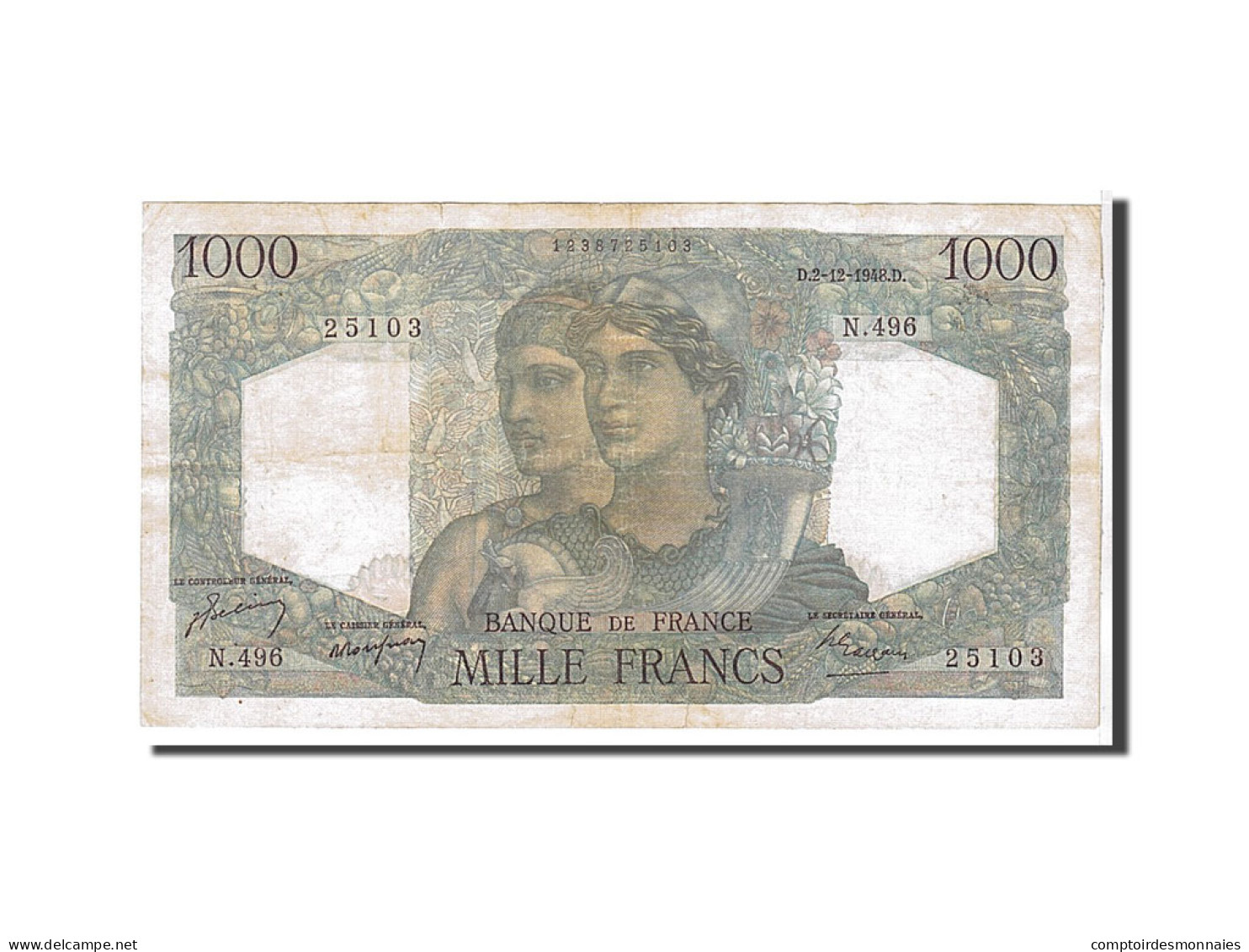 Billet, France, 1000 Francs, 1 000 F 1945-1950 ''Minerve Et Hercule'', 1948 - 1 000 F 1945-1950 ''Minerve Et Hercule''