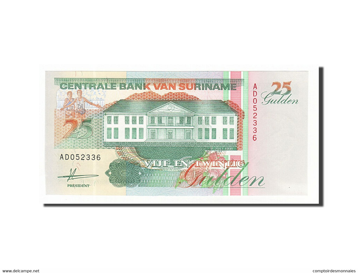 Billet, Suriname, 25 Gulden, 1991, 1991-07-09, NEUF - Suriname