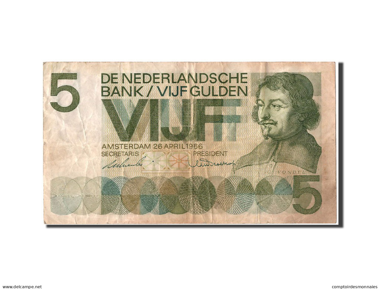 Billet, Pays-Bas, 5 Gulden, 1966, 1966-04-26, TTB - 5 Gulden