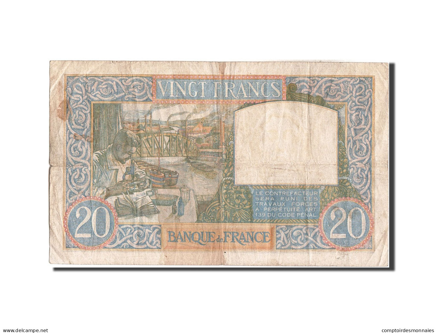 Billet, France, 20 Francs, 20 F 1939-1942 ''Science Et Travail'', 1940 - 20 F 1939-1942 ''Science Et Travail''