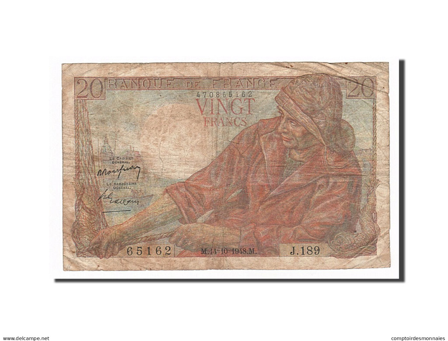 Billet, France, 20 Francs, 20 F 1942-1950 ''Pêcheur'', 1948, 1948-10-14, B - 20 F 1942-1950 ''Pêcheur''