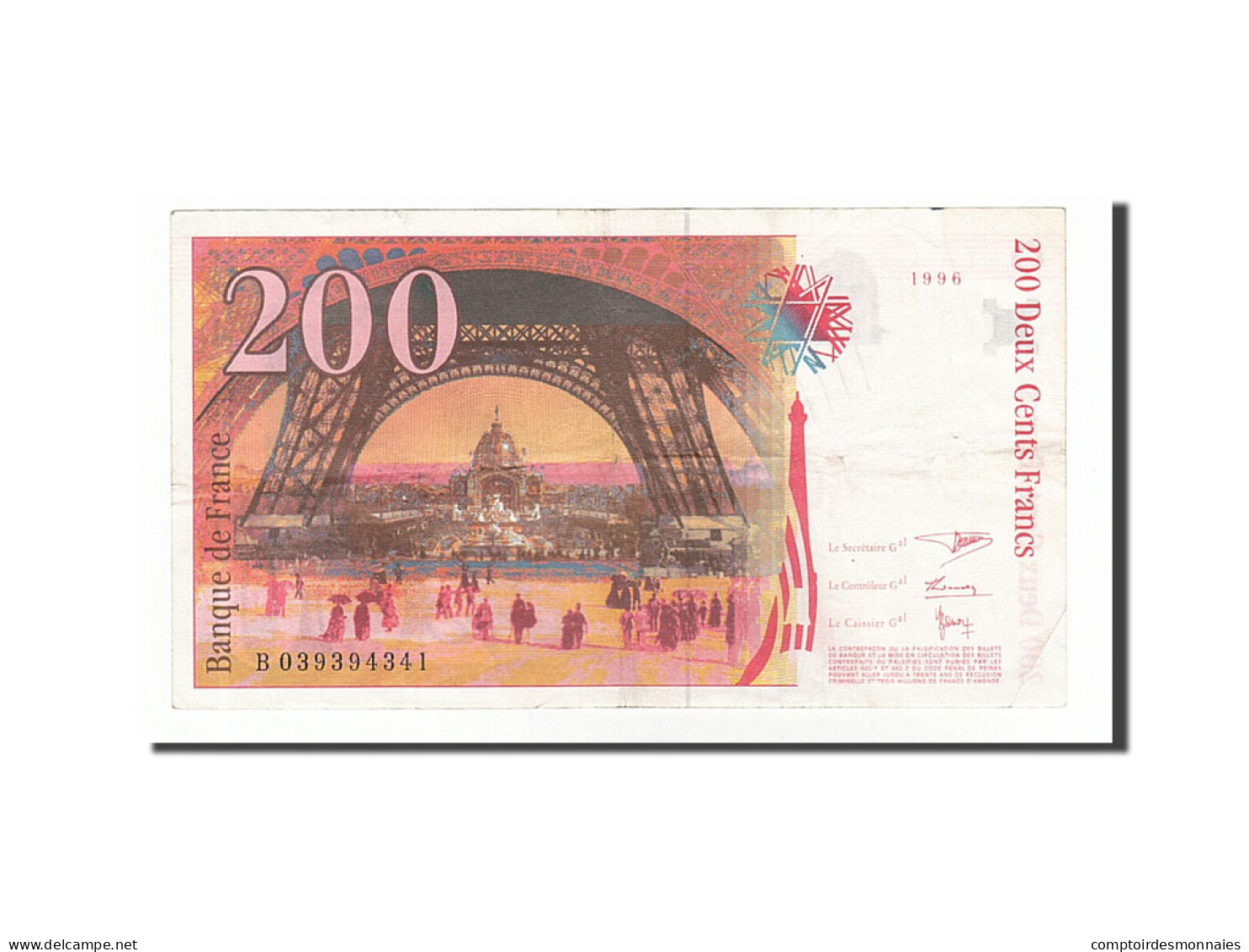 Billet, France, 200 Francs, 200 F 1995-1999 ''Eiffel'', 1996, TB - 200 F 1995-1999 ''Eiffel''